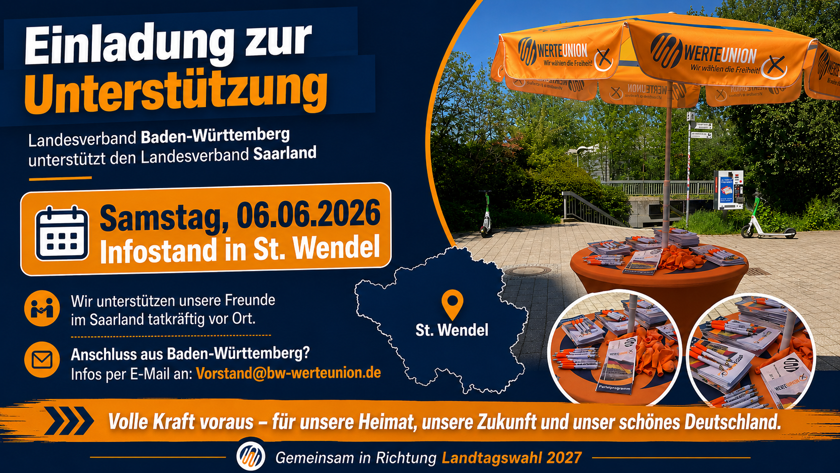 Einladung zur Unterstützung unseres Landesverbandes Saarland am 06.06.2026