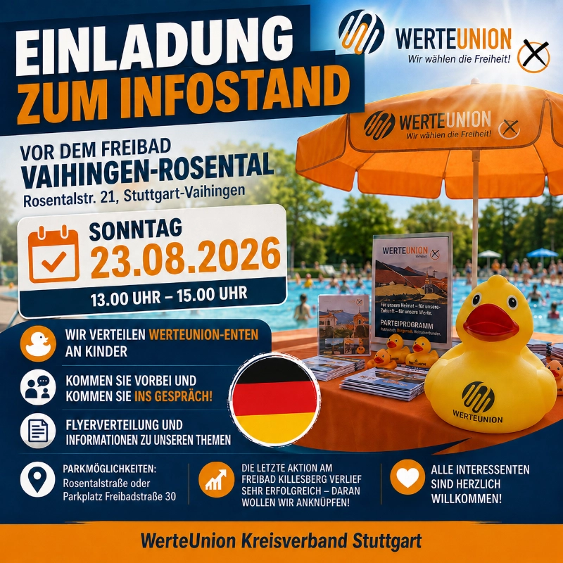 Einladung zum Infostand vor dem Freibad Stuttgart Vaihingen-Rosental am 23.08.2026